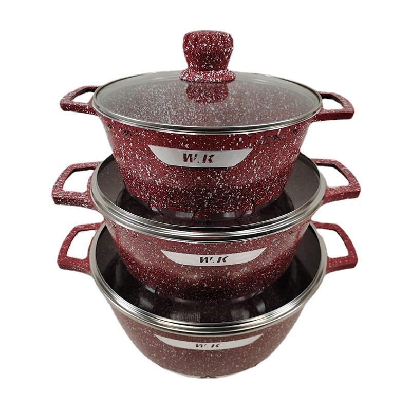 10 Pieces Soup Pot Non-Stick Cooker Aluminum Set Die Casting Pan Household Cookware Sets Multi-Functional Gift Pot Frying Pan