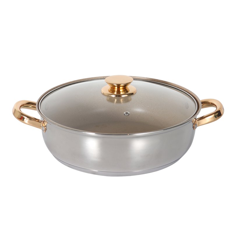 high quality factory bulk Restaurant kitchenware durable silvery non stick stainless steel cookware set