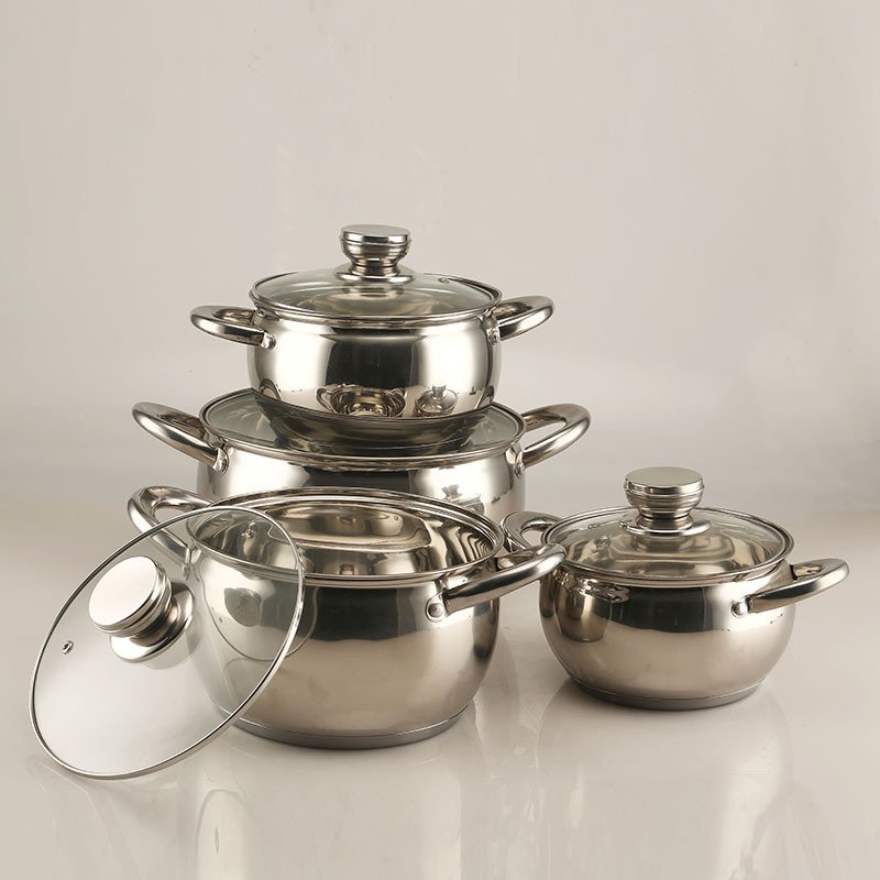 Manufacturers wholesale stainless steel stockpot set 8PCS drum stockpot combination set kitchen cookware set