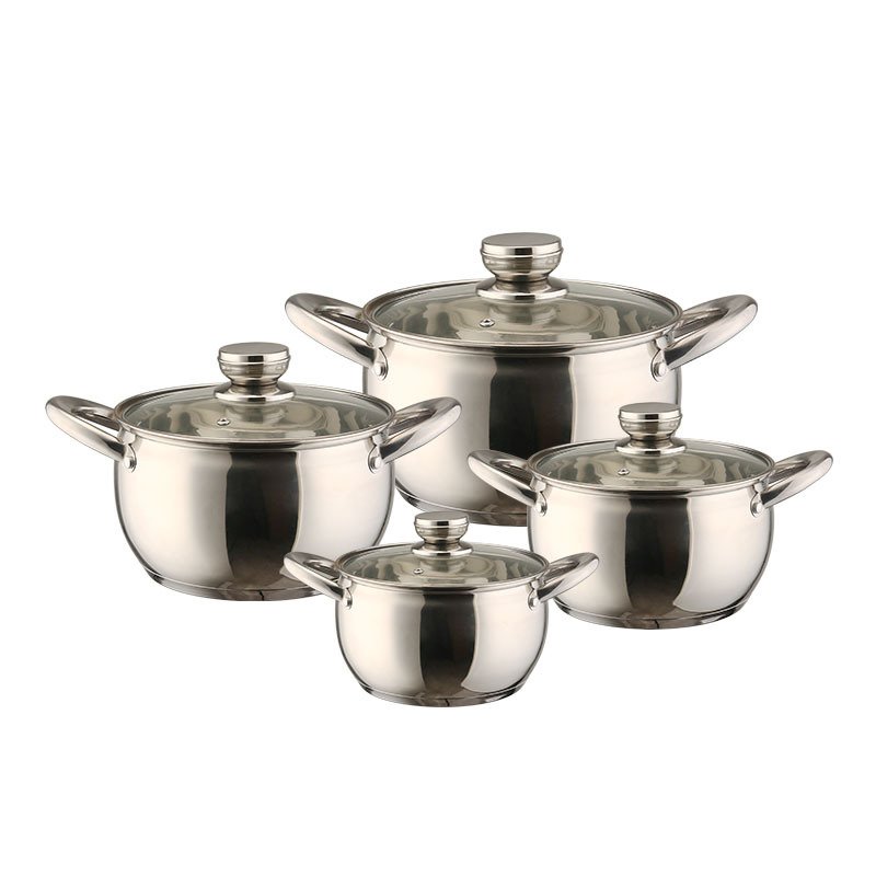 Manufacturers wholesale stainless steel stockpot set 8PCS drum stockpot combination set kitchen cookware set