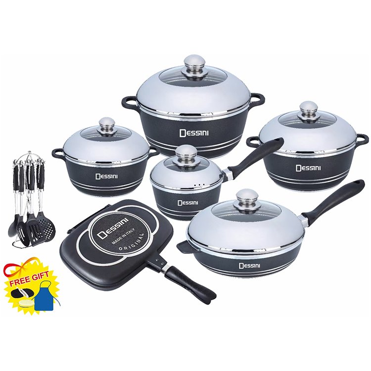 High Quality Dessini 23pcs Die Cast Cookware Non Stick Cooking Pots and Pans Cookware Nonstick Set