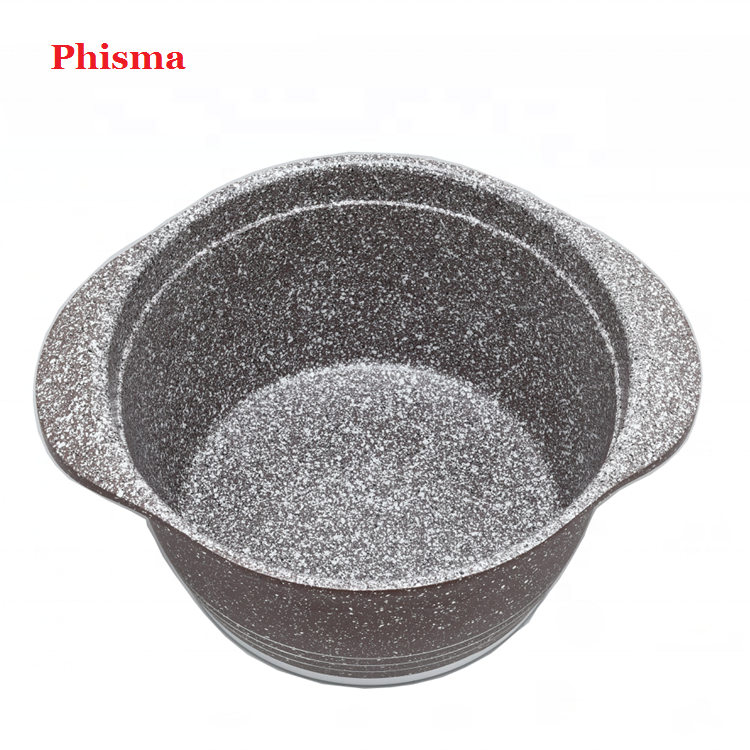 Phisma Top Selling Kitchen Non Stick Cookware Set Die Cast Aluminum granite coating Cookware Set with silicon Glass Lid