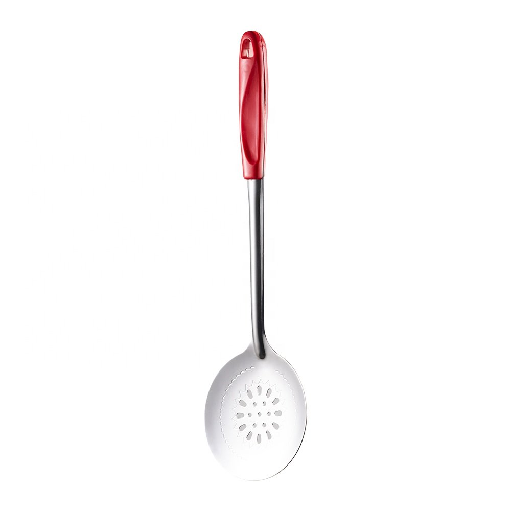 2-Piece Non-Stick Stainless Steel Cookware Set Metal Utensils Ladle and Slotted Pilaf Spatula Kitchen Items Red Kitchen Utensils