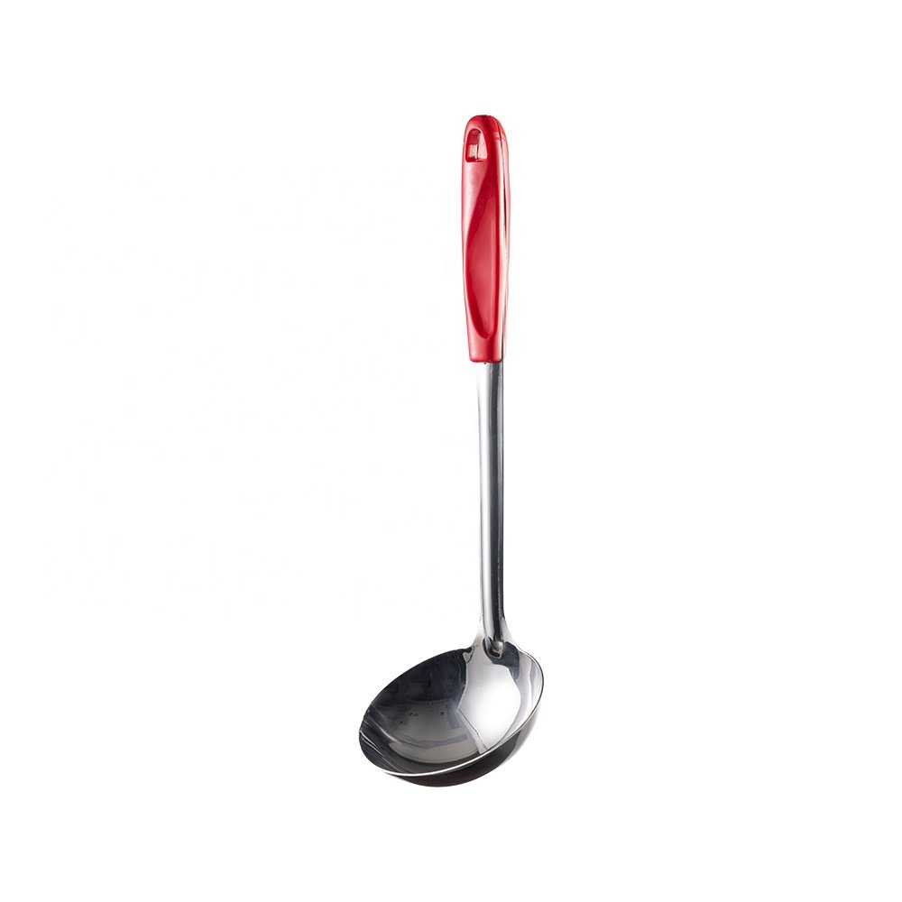 2-Piece Non-Stick Stainless Steel Cookware Set Metal Utensils Ladle and Slotted Pilaf Spatula Kitchen Items Red Kitchen Utensils