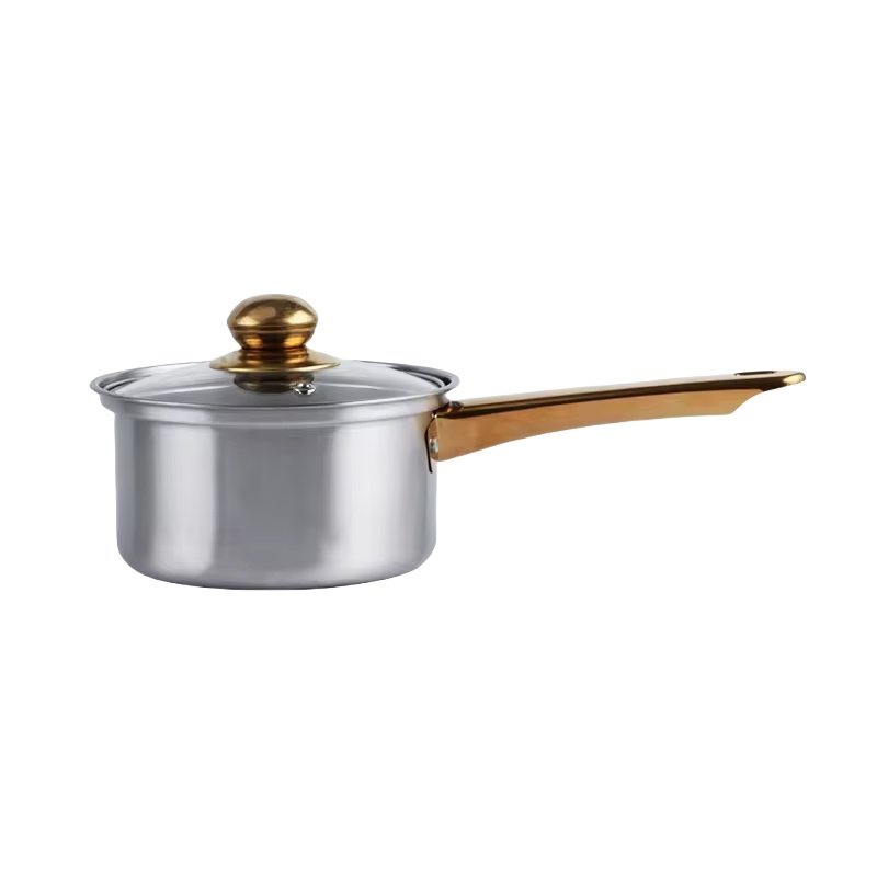 Food-grade Restaurant kitchen korean style round shape stainless steel cookware non stick soup pot with glass lid