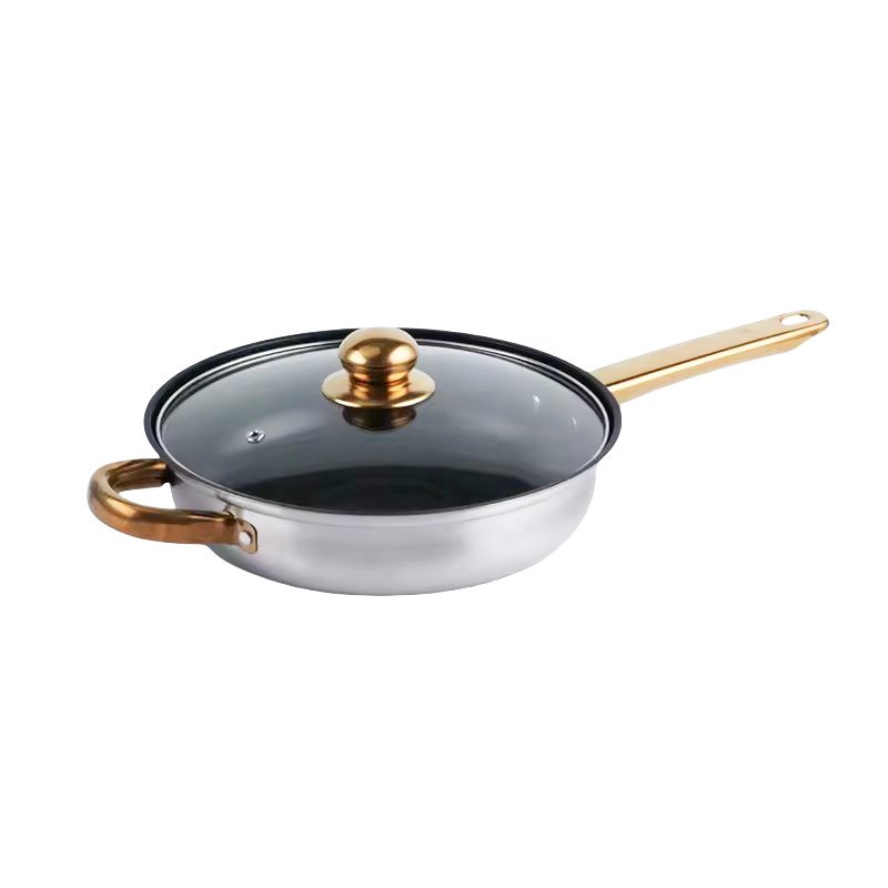 Food-grade Restaurant kitchen korean style round shape stainless steel cookware non stick soup pot with glass lid