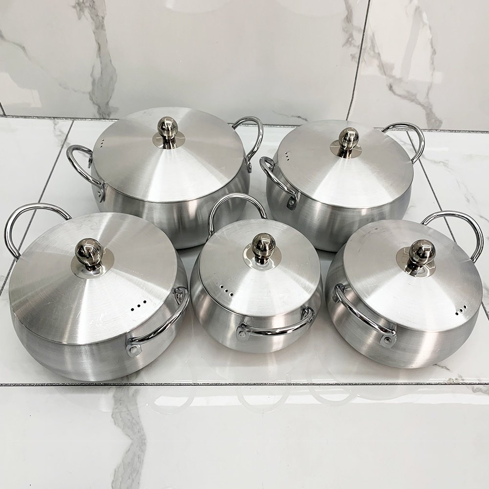 5 pcs/set Aluminum cookware set apple pot sanding cooking pots Hot Selling kitchenkware set