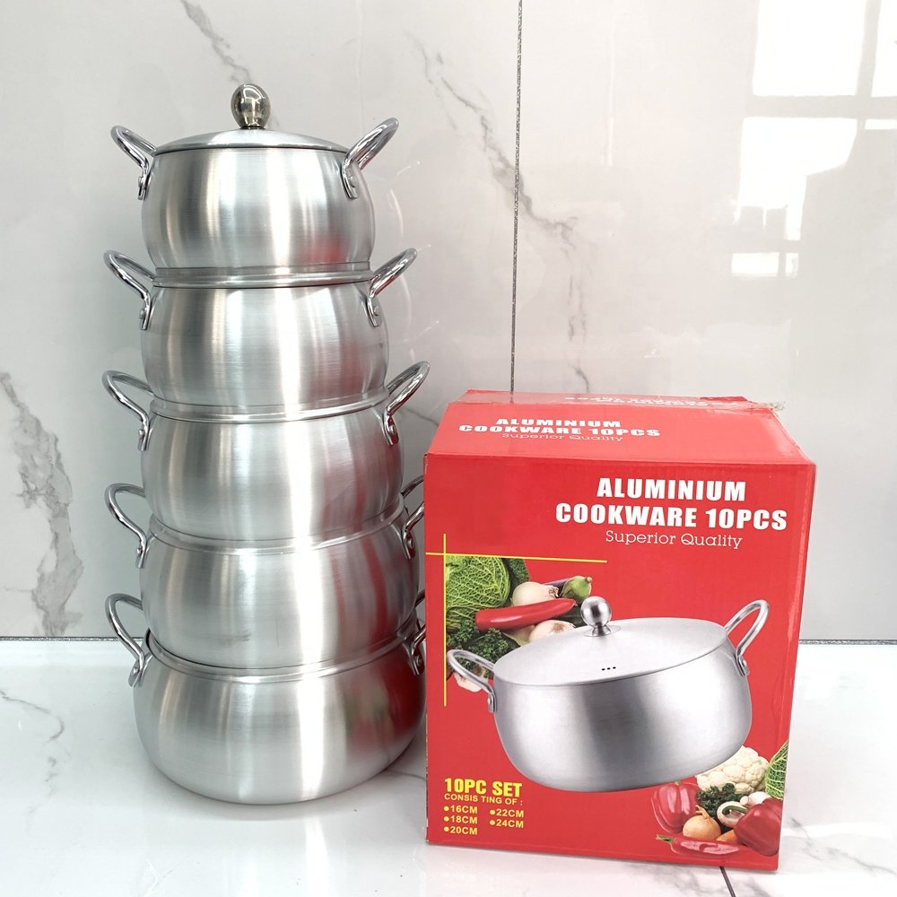 5 pcs/set Aluminum cookware set apple pot sanding cooking pots Hot Selling kitchenkware set