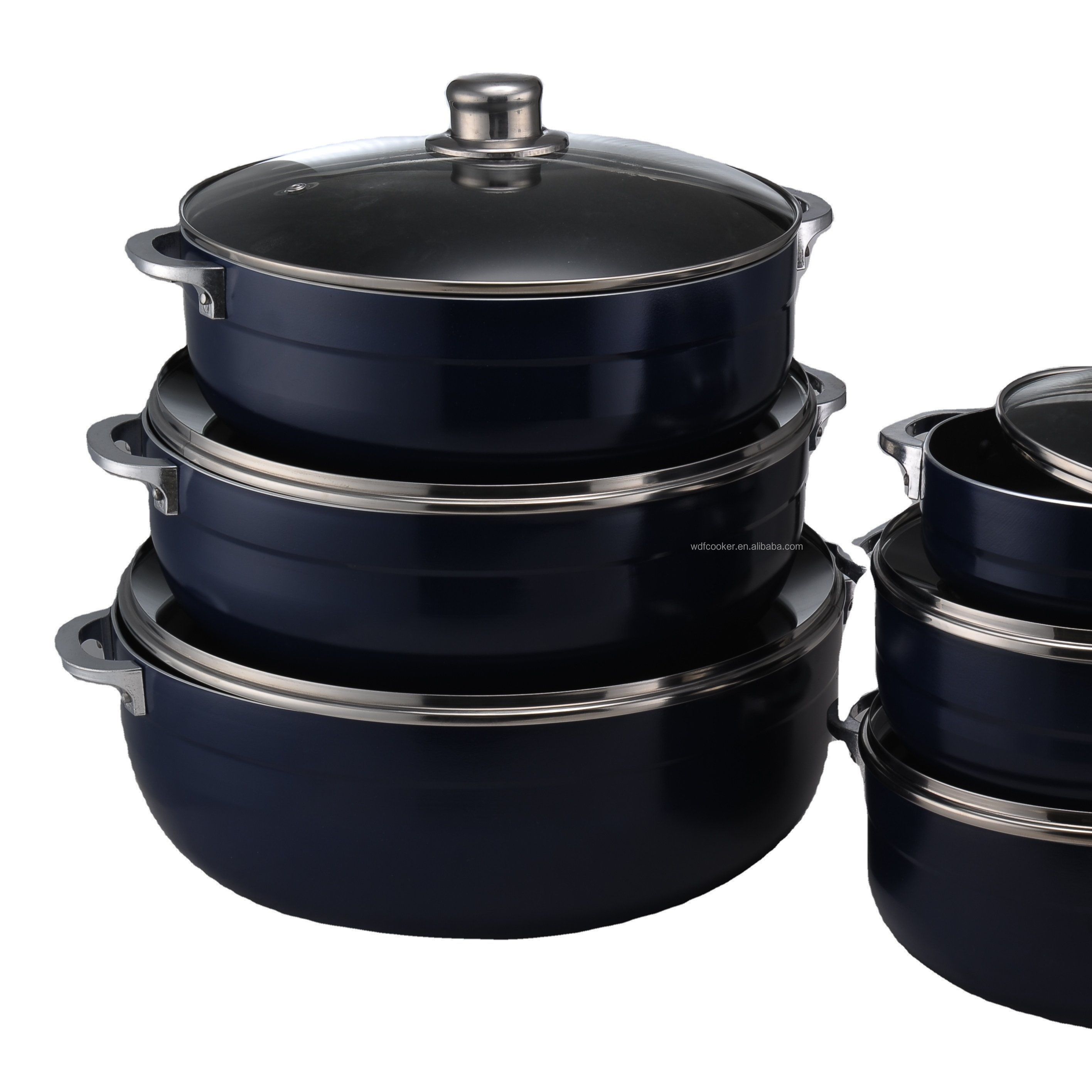 6pcs Aluminium Cookware Set with Glass Lid for Home Cooking and Commercial Use for Restaurants and Hotels