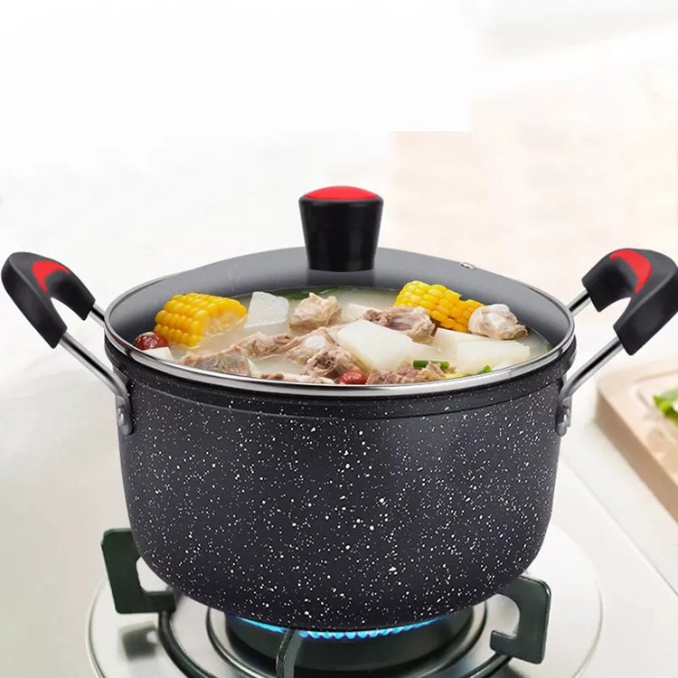 High Quality Cast Iron 3 Piece Cookware Set Multi-Function Maifan Stone Non-Stick fry pan and casserole set