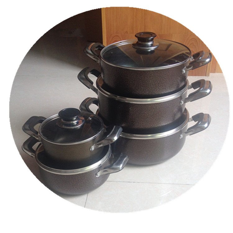 Small 5pcs aluminum pressed non-stick casserole 18-26cm non stick cookwate set with glass lid