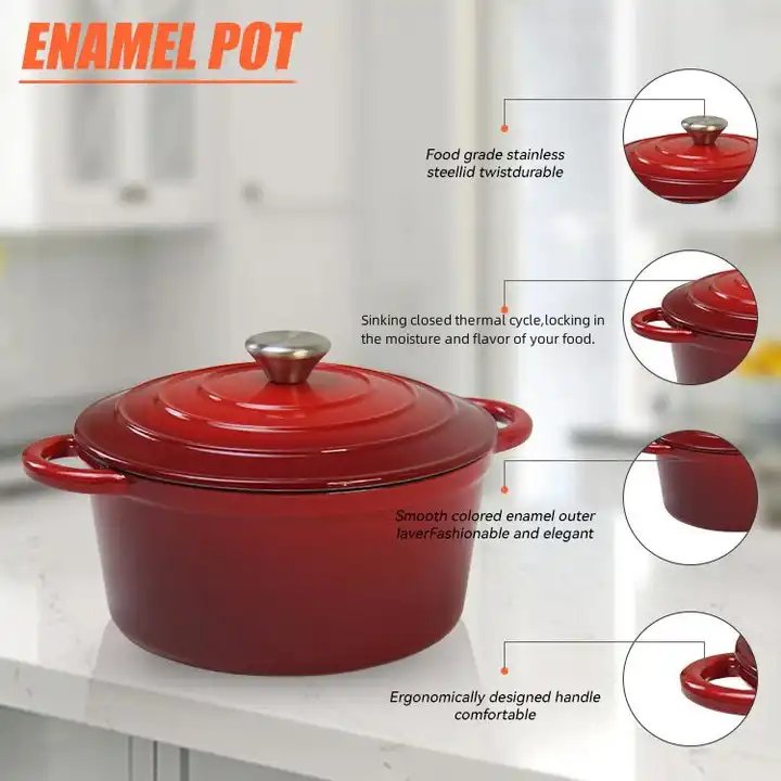 OEM ODM Customized Nonstick Cookware Dutch Oven Cast Iron Casserole Enamel Cookware Set