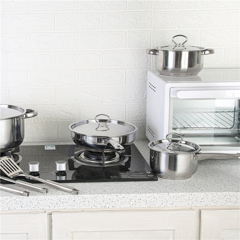 Energy-efficient cooking pot set round shape stainless steel pots comfortable handle cookware sets