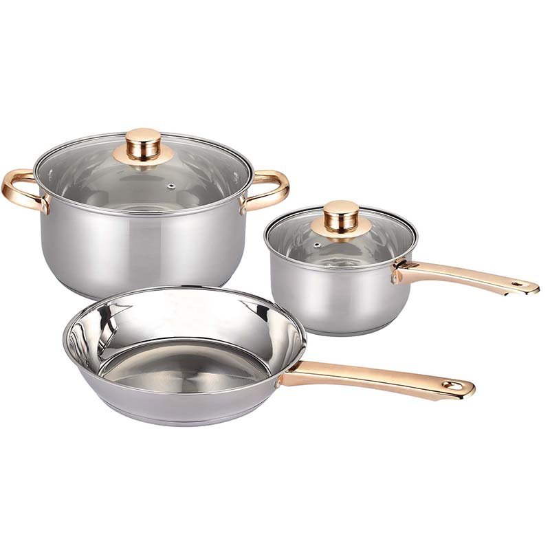 Glass Gold Camping Cook Ware Pot Stainless Steel Customized Cookware Set Kitchen Cookware Stainless