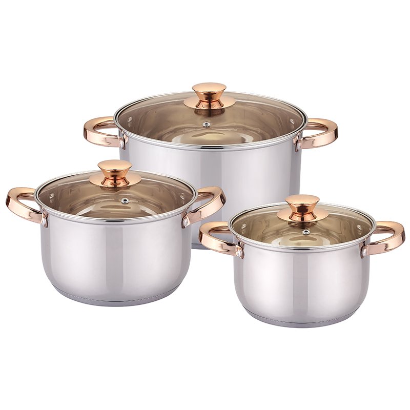Glass Gold Camping Cook Ware Pot Stainless Steel Customized Cookware Set Kitchen Cookware Stainless