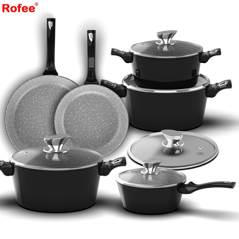Top Sale aluminum marble coating cookware set granite cookware