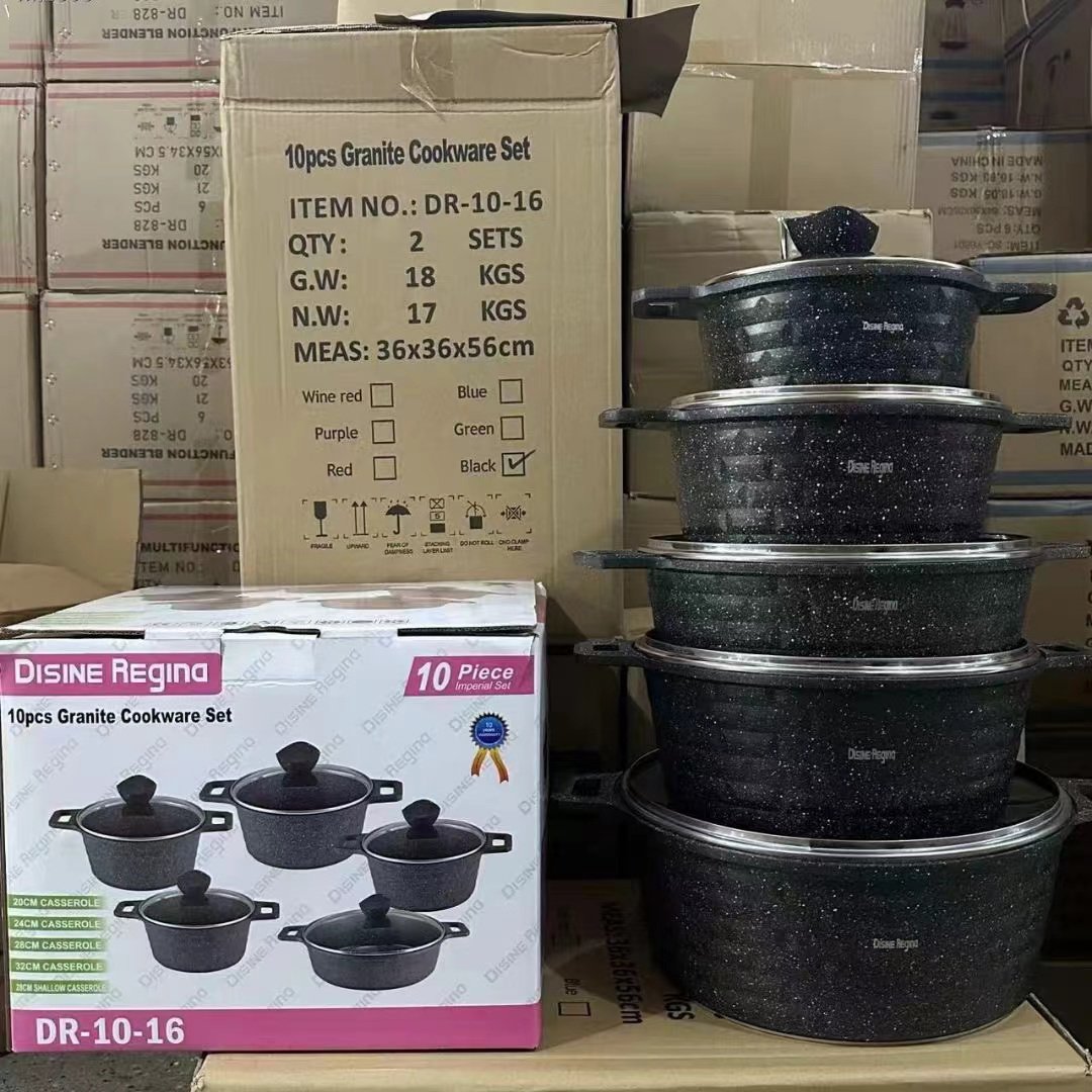 Non-Stick Coating Cooking Surface 10 pieces Cookware Set Non Stick Aluminium Alloy Cooking Pot Set Non-Stick Cookware Granite