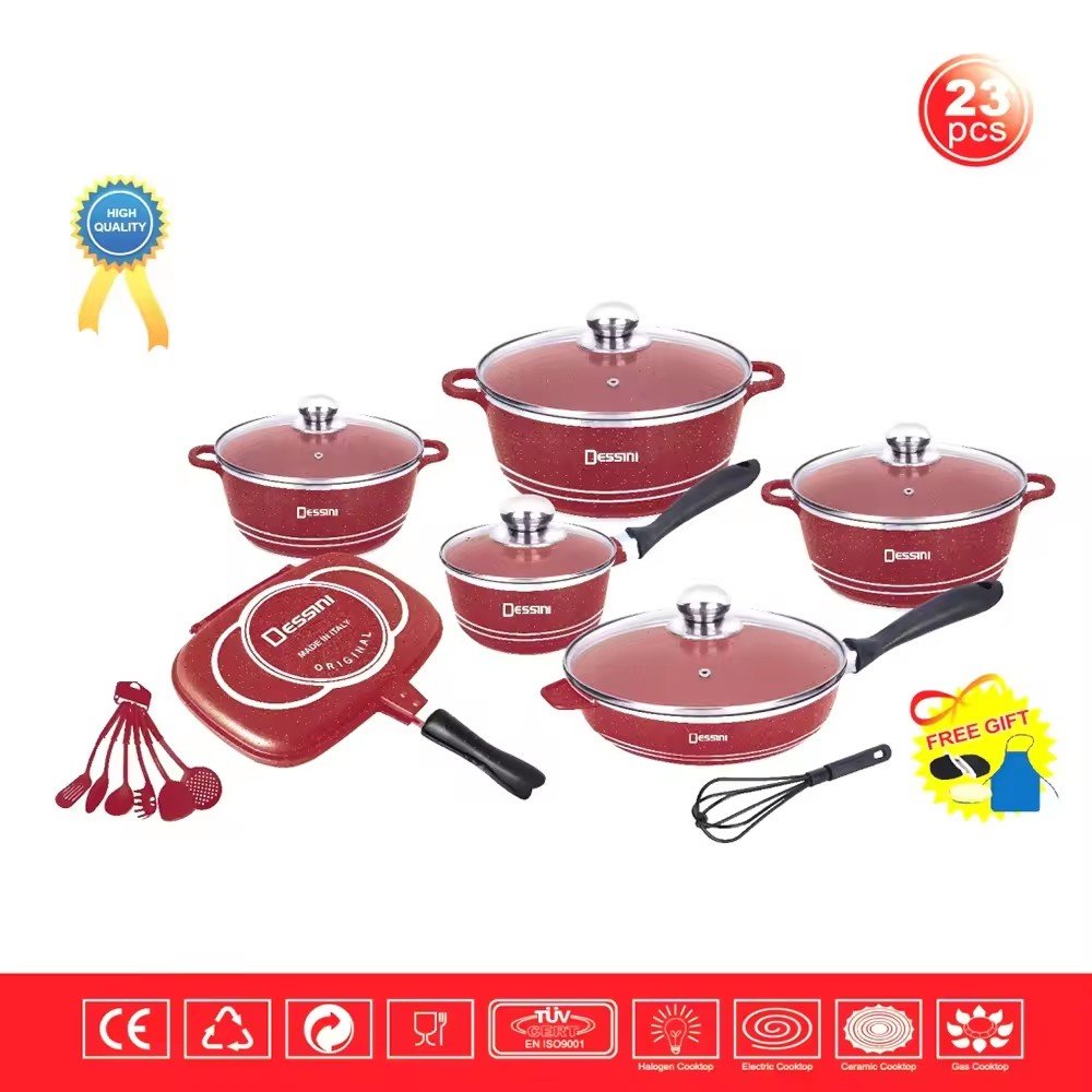 ASSMILE Wholesale non stick cookware set dessini 23pcs cooking pot die cast non-stick cookware sets
