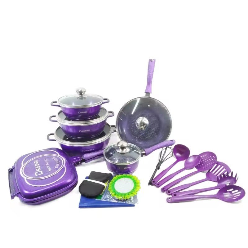 ASSMILE Wholesale non stick cookware set dessini 23pcs cooking pot die cast non-stick cookware sets
