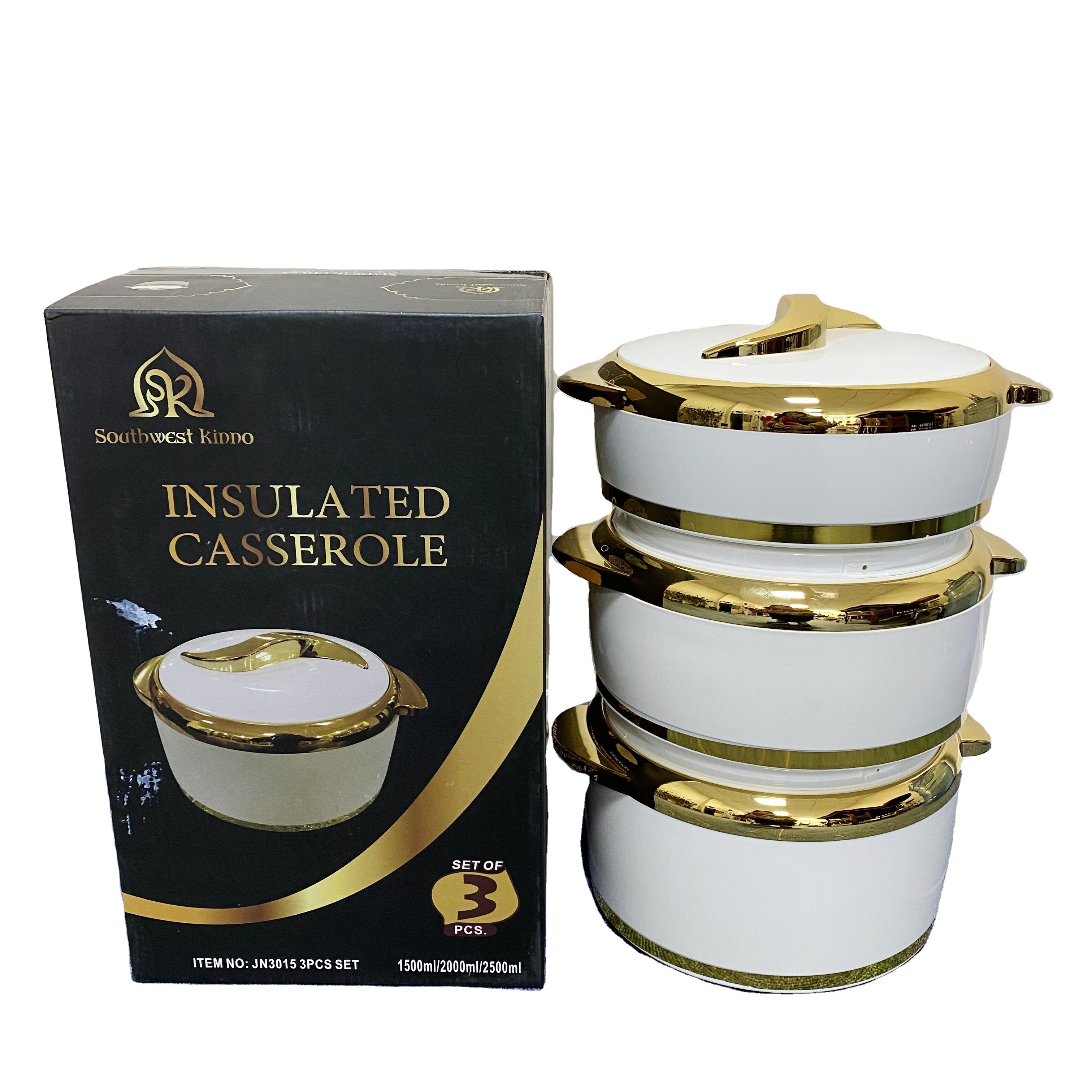 New Design Luxury 3Set Double Layer Insulated Casserole Hot Pot Food Warmer 3 Pcs Set