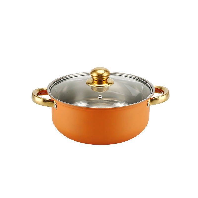 Agent Purchasing 10pcs Gold Handle Soup Pots Stainless Steel Cooking Pots Milk Pots And Pans casserole Kitchen Cookware Sets