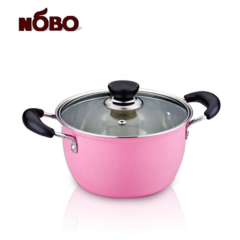 Home kitchen appliance soup bright colored cookware set stainless steel pot