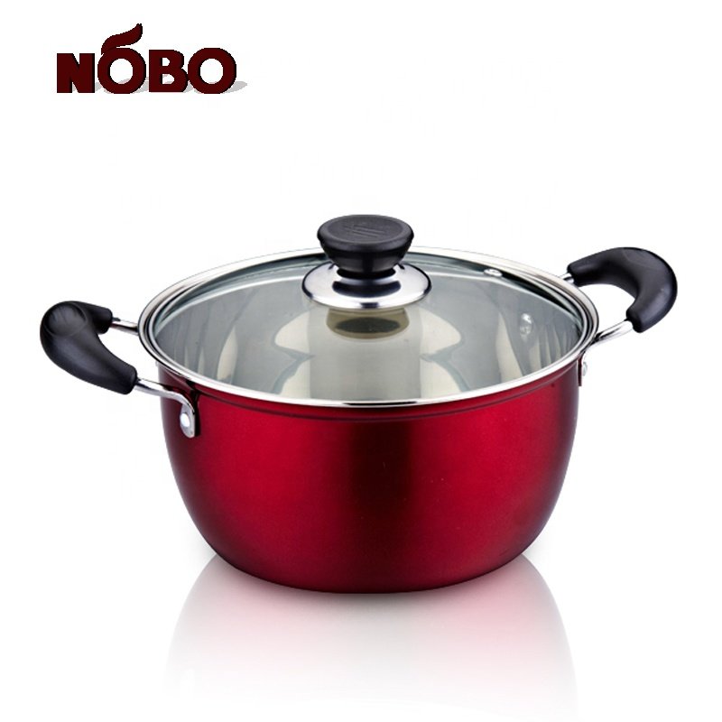 Home kitchen appliance soup bright colored cookware set stainless steel pot