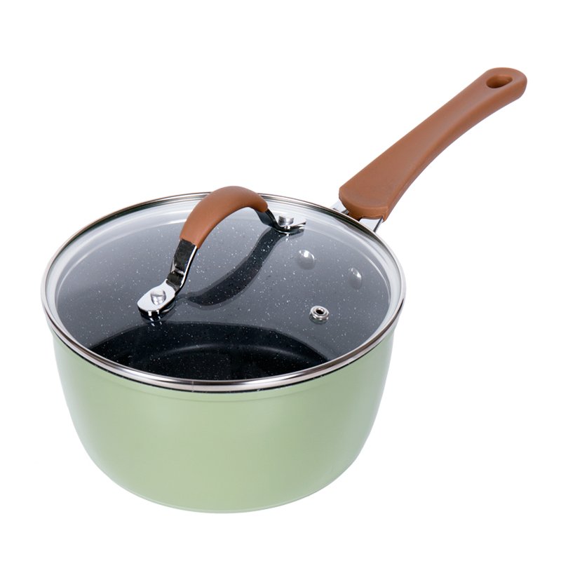 7pcs Aluminum Alloy High green heat resistant color nonstick marble stone coating cookware set skillet sets