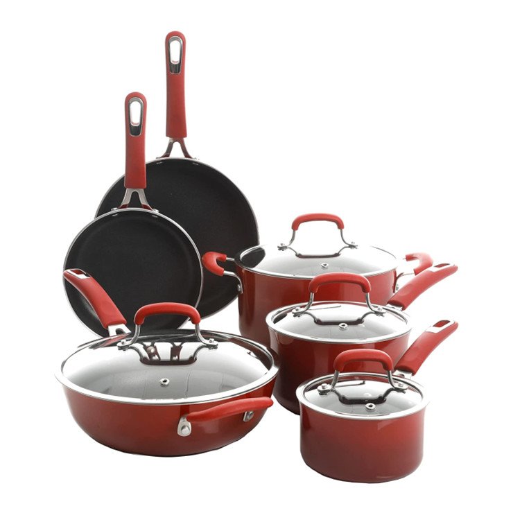 Yongkang factory OEM Ceramic Nonstick Induction Kitchen Cooking Cookware Sets 10 Pcs Pots and Pans Set with Frying Pans