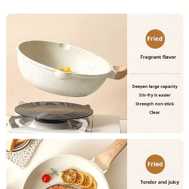 Hot Sale Kitchen Pots NonStick Cookware Set with Wooden Plates BBQ Grill