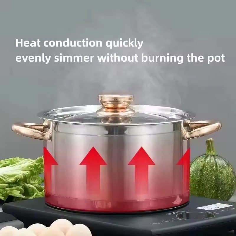 Hot Sale Golden handle Stainless steel Cookware Set 12Pcs Nonstick Kitchen Cooking Pots and Pans Pot Set