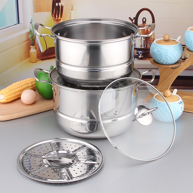 12PCS Stainless Steel Cooking Pots Steamer Pots Sets Kitchenware Stainless Steel Steam Pots Cookware Sets Bread Steamer