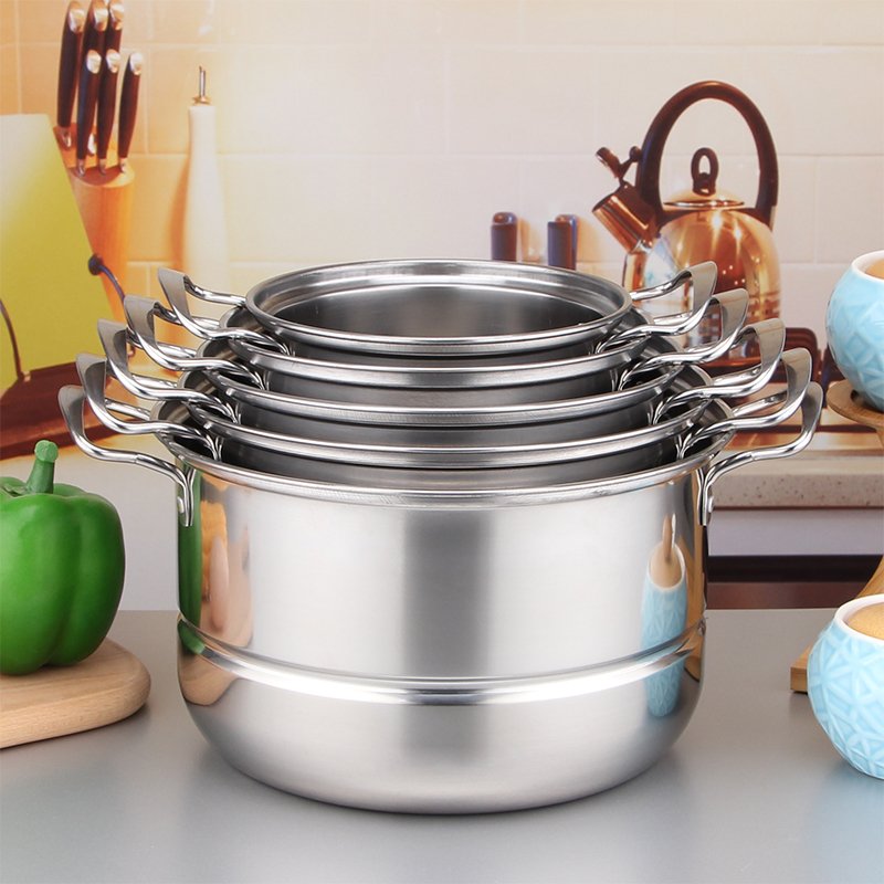 12PCS Stainless Steel Cooking Pots Steamer Pots Sets Kitchenware Stainless Steel Steam Pots Cookware Sets Bread Steamer