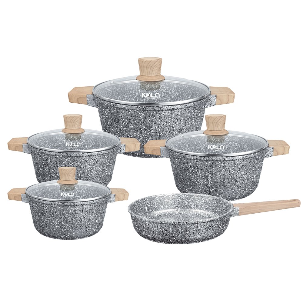 9pcs Pots and Pans Set Ceramic Cookware Set Detachable Handle Induction Nonstick Kitchen Cookware Sets with Removable Handle