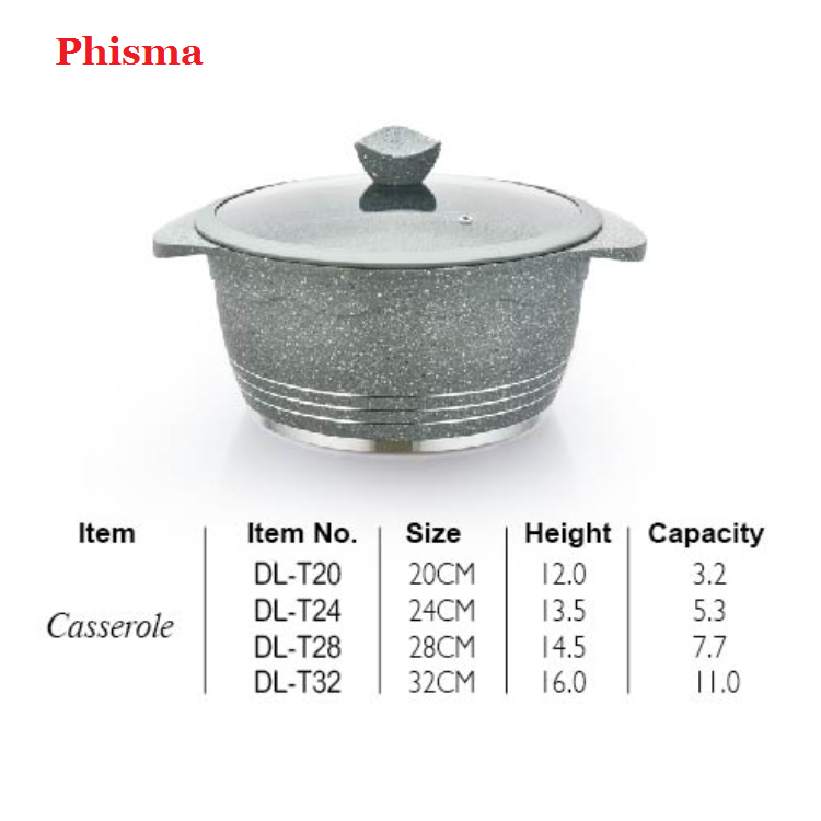 Phisma Top Selling 22PCS Die-cast Aluminum Cookware Sets With Grainte Coating Induction Cooking Pots and Pans