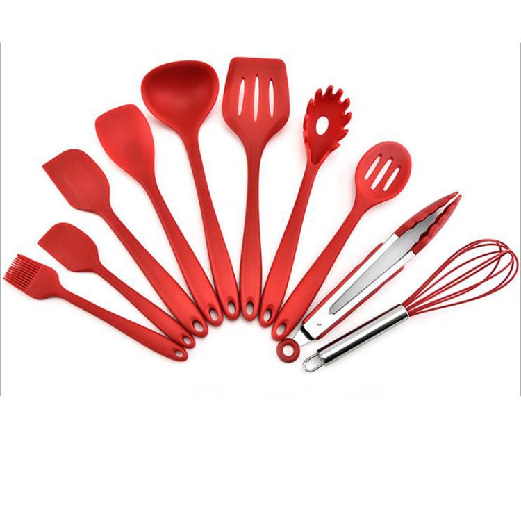 Ready goods Wholesale stock 10 pcs Non-Stick Cooking Tools Kitchen Cookware Set Silicone Kitchen Utensil set