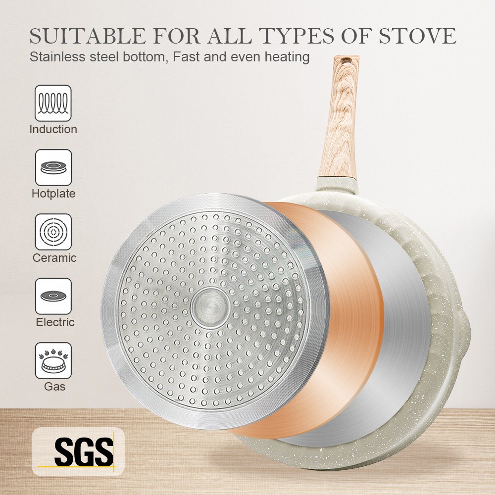 BOBIKUKE Nonstick Kitchen Cookware Set Detachable Handle Dishwasher Oven Safe Pots and Pans Set