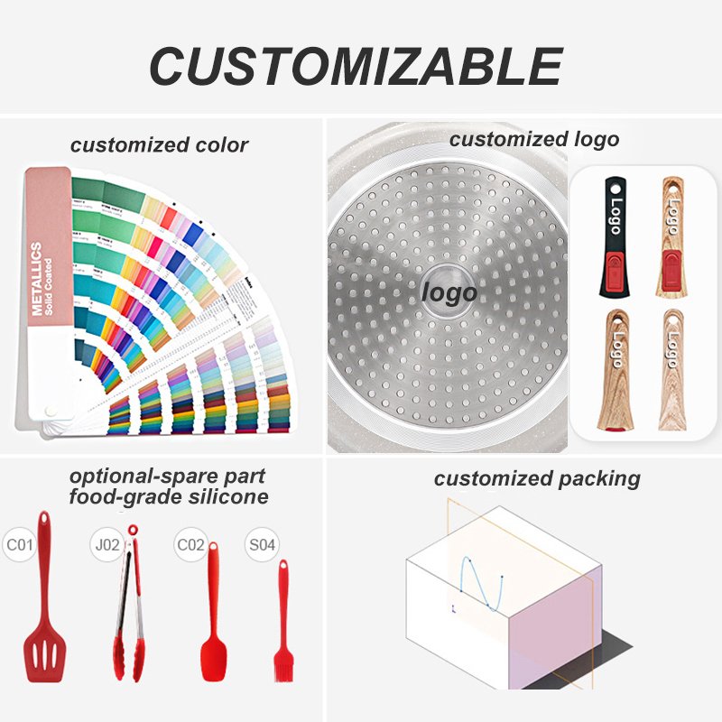 BOBIKUKE Nonstick Kitchen Cookware Set Detachable Handle Dishwasher Oven Safe Pots and Pans Set