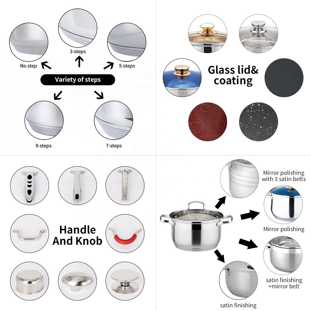 Non-stick Cookware Sets Casserole Induction Cooking Pot Set Nonstick Cookware Stainless Steel Set