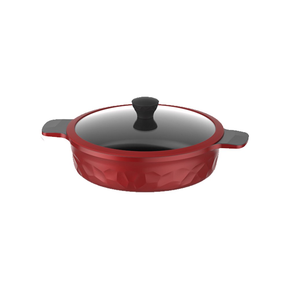 ASD OEM Cheap Price Die Cast Casserole Forged Big Aluminium Kitchen Nonstick Pan Cookware Sets Red
