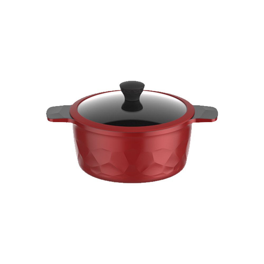 ASD OEM Cheap Price Die Cast Casserole Forged Big Aluminium Kitchen Nonstick Pan Cookware Sets Red