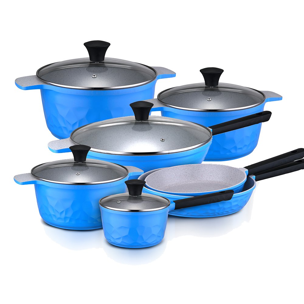 ASD OEM Cheap Price Die Cast Casserole Forged Big Aluminium Kitchen Nonstick Pan Cookware Sets Red