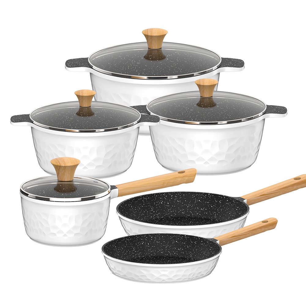 ASD OEM Cheap Price Die Cast Casserole Forged Big Aluminium Kitchen Nonstick Pan Cookware Sets Red