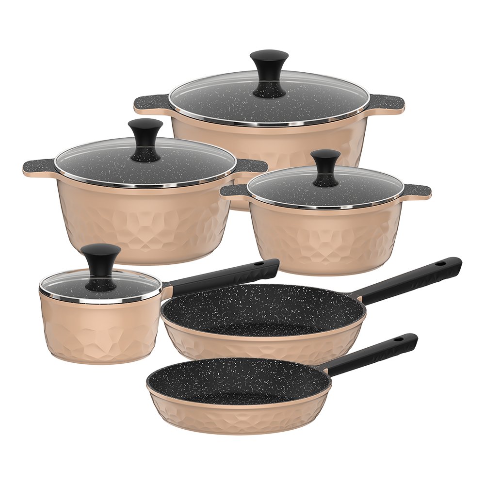 ASD OEM Cheap Price Die Cast Casserole Forged Big Aluminium Kitchen Nonstick Pan Cookware Sets Red