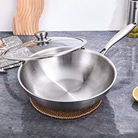 Food Grade Thickening Flat Bottom Uncoated Pot Wok Cooker Pans Cooking Cookware Sets Stainless Steel Frying Pan