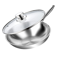 Food Grade Thickening Flat Bottom Uncoated Pot Wok Cooker Pans Cooking Cookware Sets Stainless Steel Frying Pan