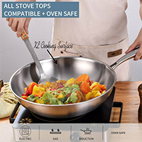 Food Grade Thickening Flat Bottom Uncoated Pot Wok Cooker Pans Cooking Cookware Sets Stainless Steel Frying Pan