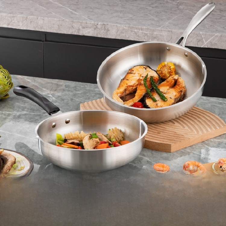 Best Sellers Stainless Steel cookware set Frying Pan for Gas Induction Cookers Uncoated Neutral for Home Cooking