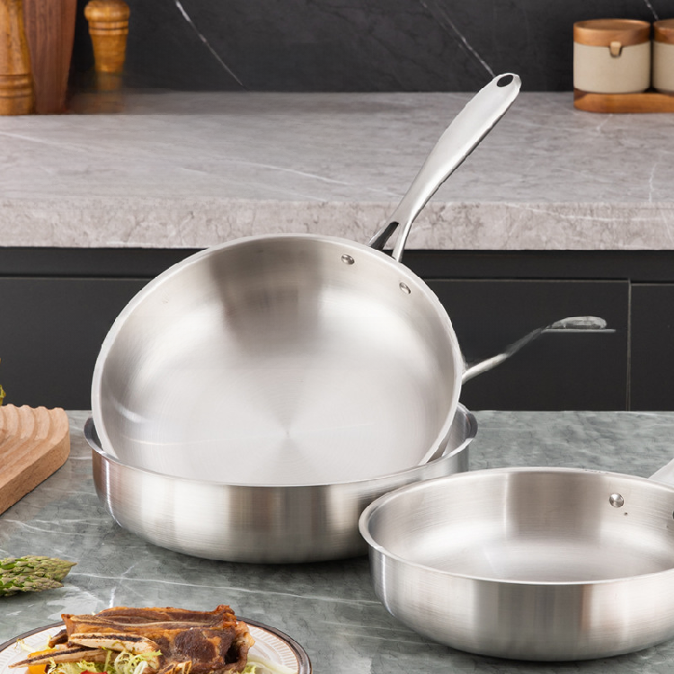 Best Sellers Stainless Steel cookware set Frying Pan for Gas Induction Cookers Uncoated Neutral for Home Cooking