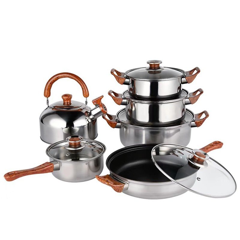 Wholesale Cooking Pot 12Pcs Stainless Steel Cookware Set Non Stick Pots Set Ollas
